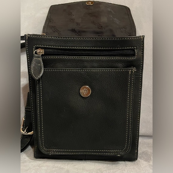 Fossil Vintage Messenger Black Crossbody 75082 Pebbled Leather Minimalist Travel - Picture 6 of 10